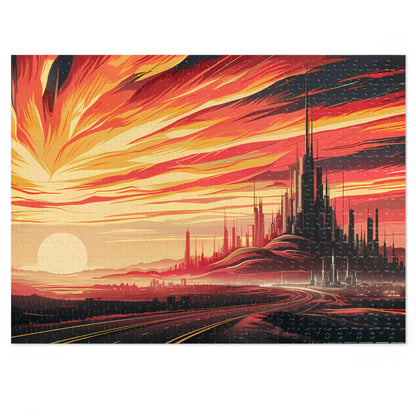 Crimson Horizon: City of the Future - Jigsaw Puzzle (30, 110, 252, 500,1000-Piece)