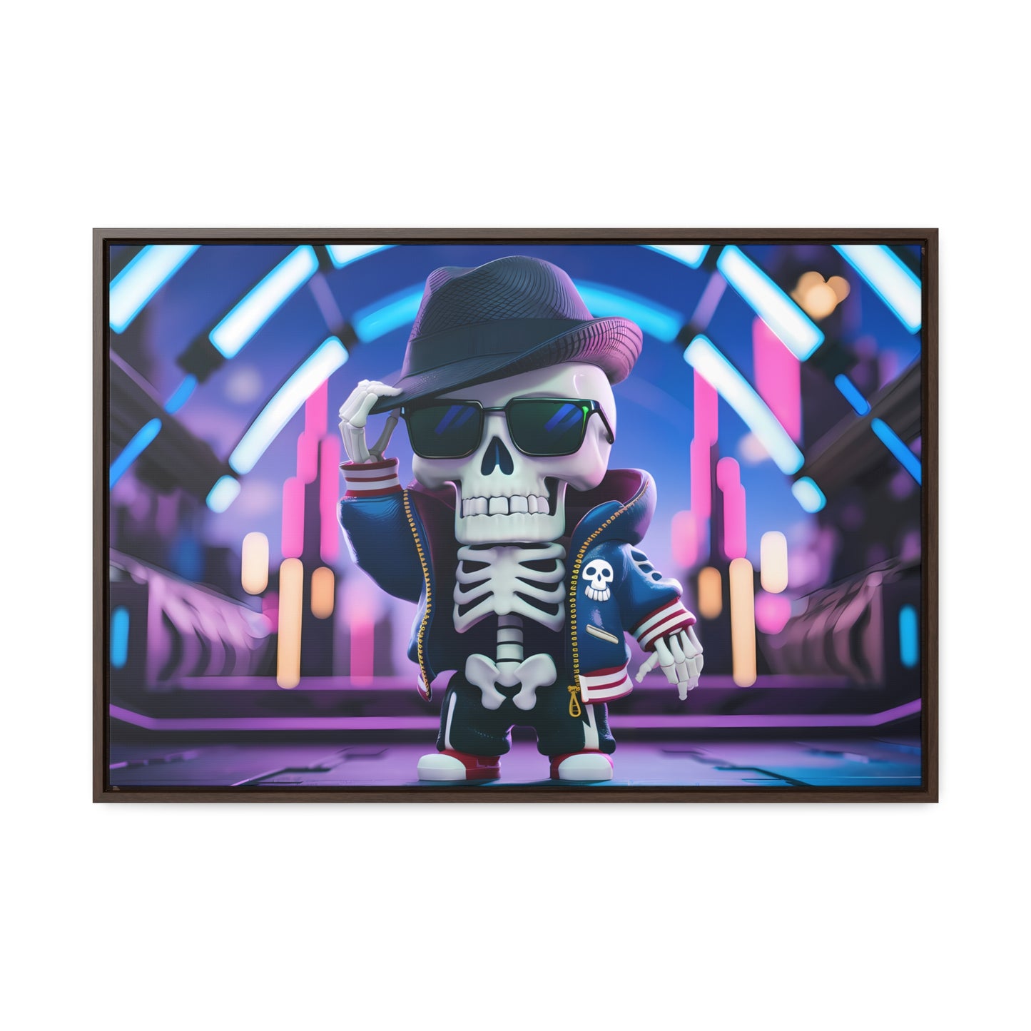 "Neon Skull Groove" - Gallery Canvas Wraps, Horizontal Frame