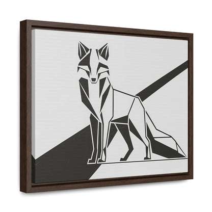 Geometric Fox in Black and White - Gallery Canvas Wraps, Horizontal Frame