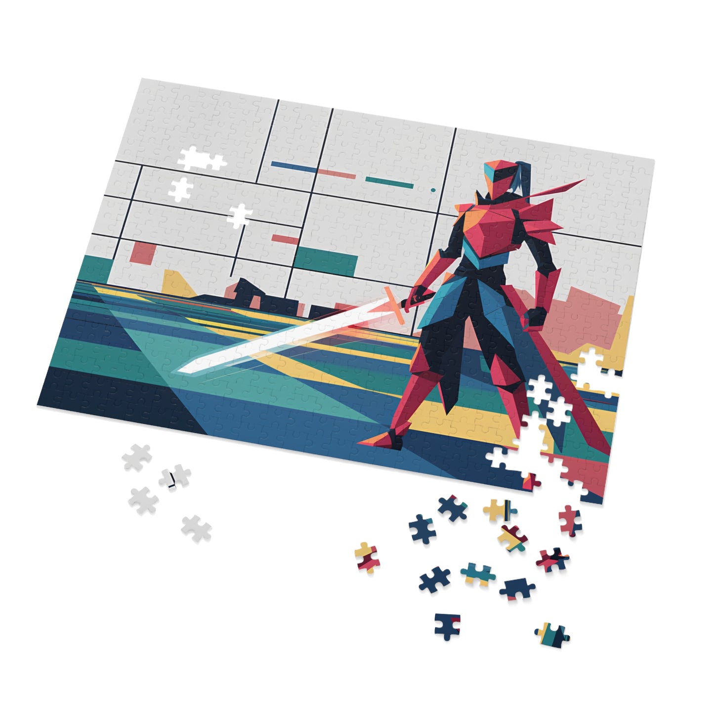 Digital Samurai: Geometric Guardian - Jigsaw Puzzle (30, 110, 252, 500,1000-Piece)