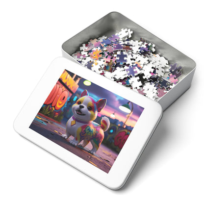 Urban Paws: Graffiti Pup at Dusk - Jigsaw Puzzle (30, 110, 252, 500,1000-Piece)