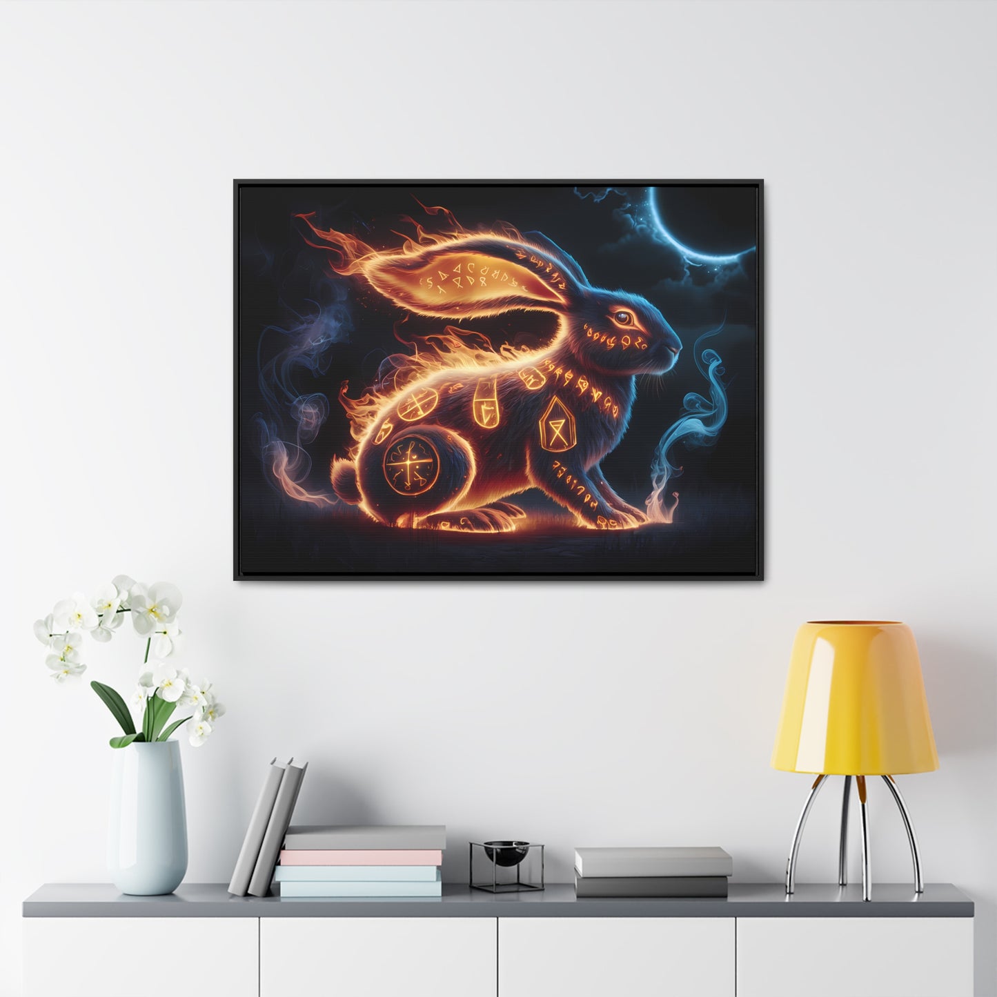 Runic Flame Rabbit - Gallery Canvas Wraps, Horizontal Frame