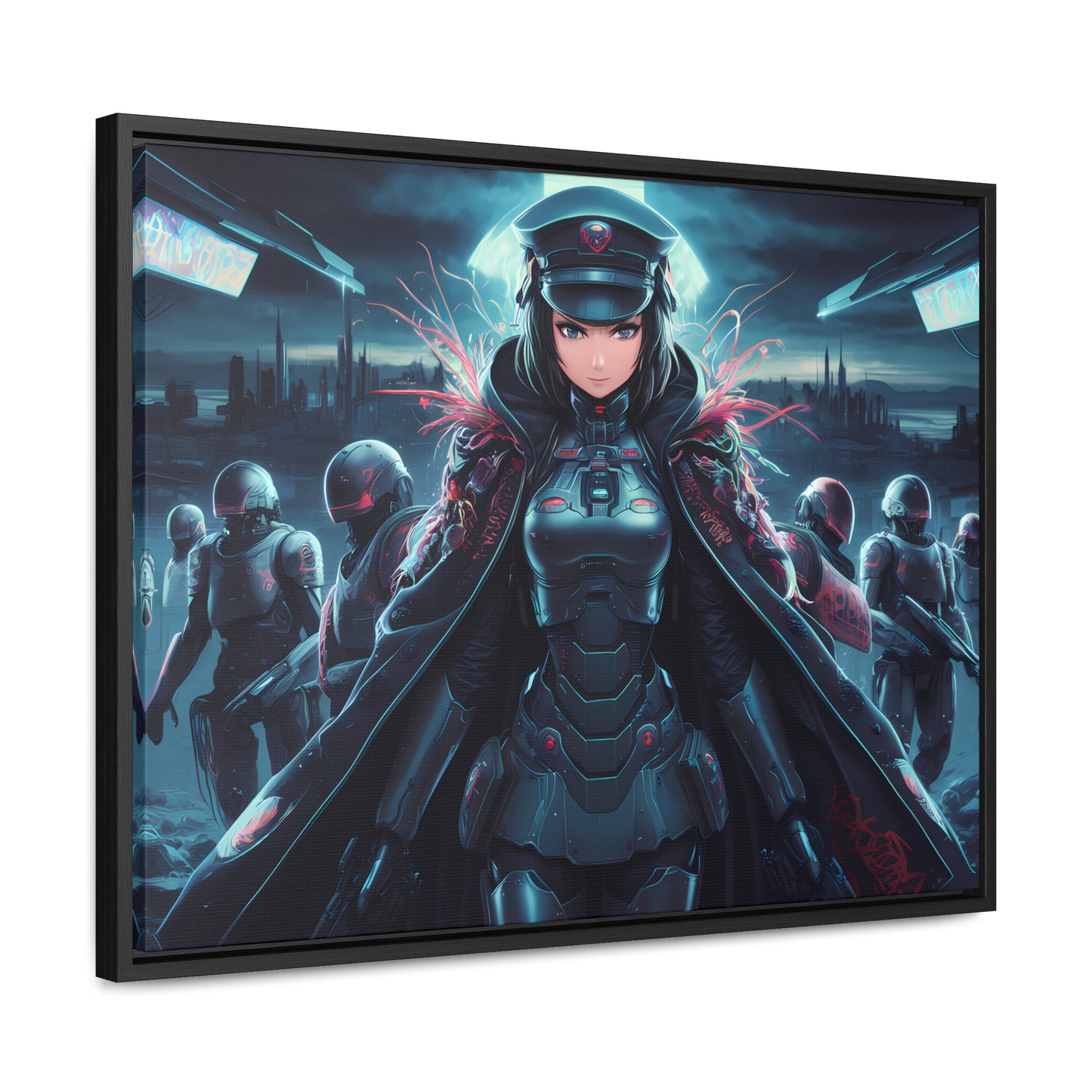 Cybernetic Enforcer: Rise of the Neon Syndicate - Gallery Canvas Wraps, Horizontal Frame