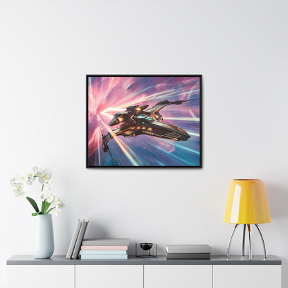 "Starship Through the Cosmic Rift" - Gallery Canvas Wraps, Horizontal Frame