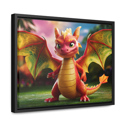 "Playful Baby Dragon in a Magical Forest" - Gallery Canvas Wraps, Horizontal Frame