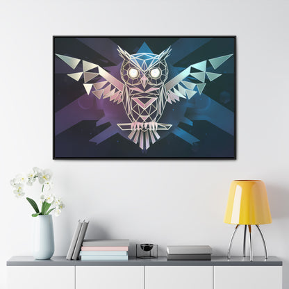 "Geometric Owl of Wisdom" - Gallery Canvas Wraps, Horizontal Frame