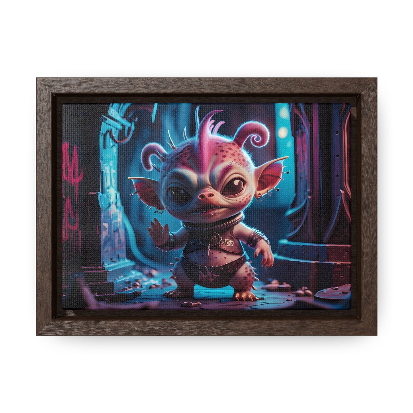 "Punk Goblin in Neon Alley" - Gallery Canvas Wraps, Horizontal Frame