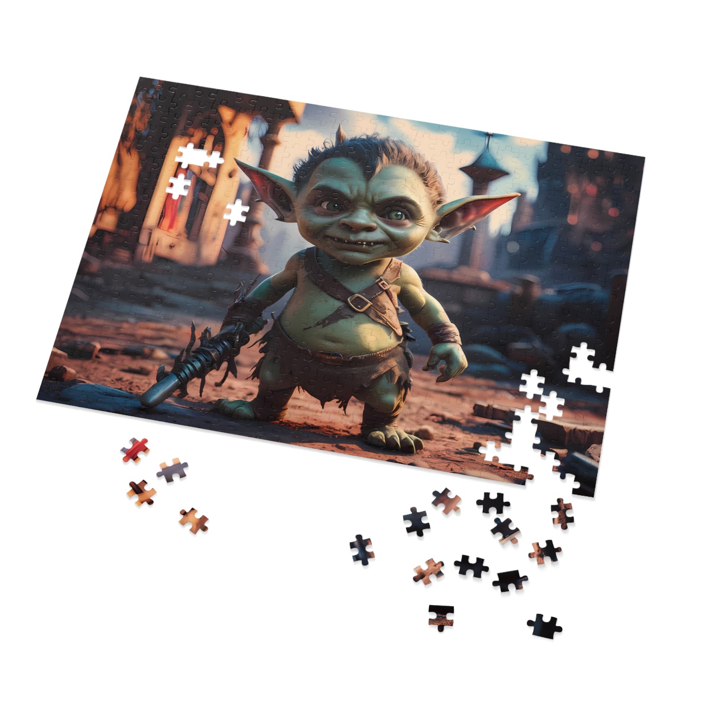 Goblin Warrior in an Enchanted Village - Jigsaw Puzzle (30, 110, 252, 500,1000-Piece)