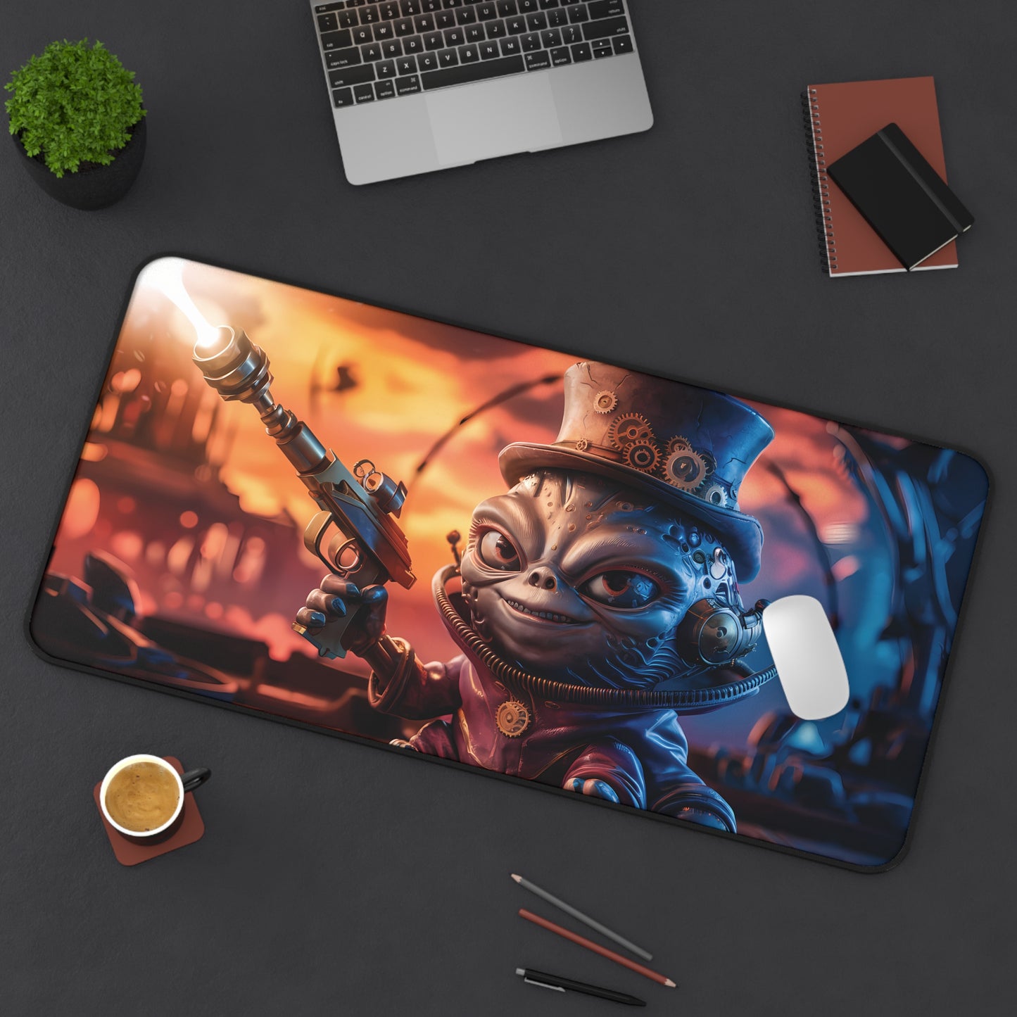 Cute Steampunk Alien - Desk Mat