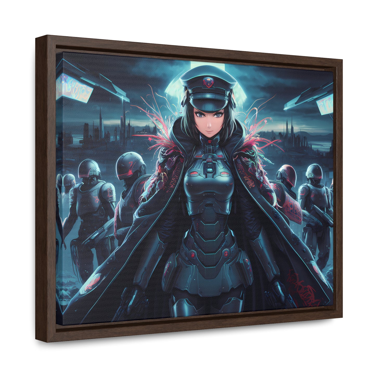 Cybernetic Enforcer: Rise of the Neon Syndicate - Gallery Canvas Wraps, Horizontal Frame