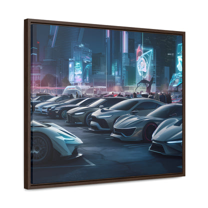 "Midnight Car Meet in Neon City" - Gallery Canvas Wraps, Horizontal Frame