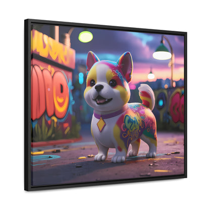 "Graffiti Pup in Neon Alley" - Gallery Canvas Wraps, Horizontal Frame