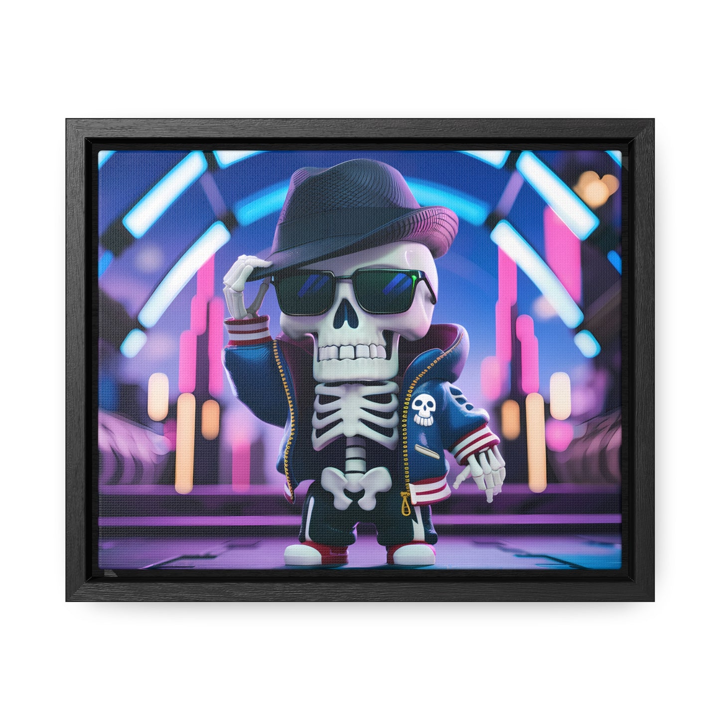 "Neon Skull Groove" - Gallery Canvas Wraps, Horizontal Frame