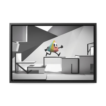 Geometric Adventure in Monochrome World - Gallery Canvas Wraps, Horizontal Frame