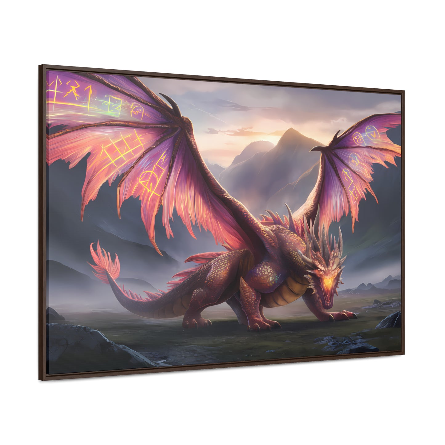 "The Arcane Guardian of the Crimson Peaks" - Gallery Canvas Wraps, Horizontal Frame