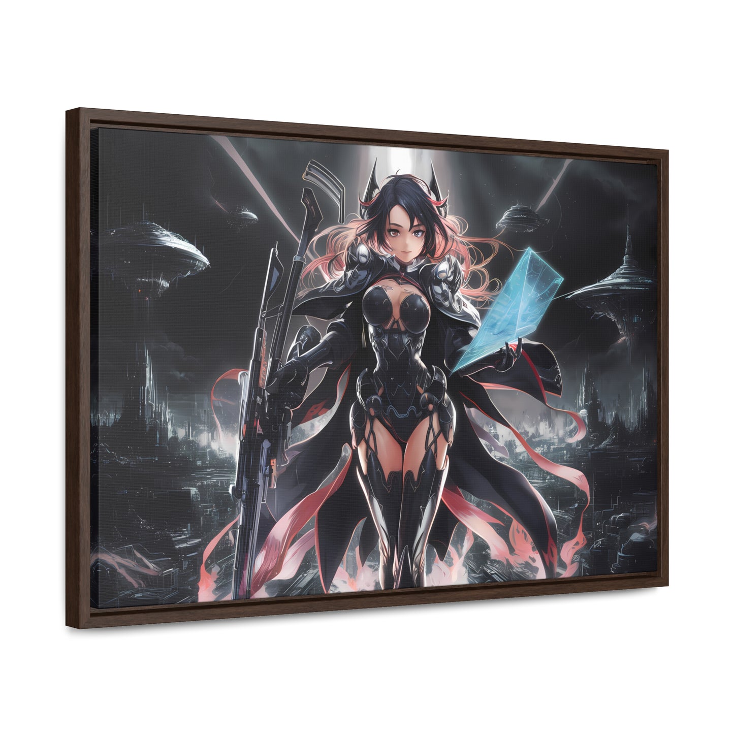 The Sentinel of Neon Skies - Gallery Canvas Wraps, Horizontal Frame