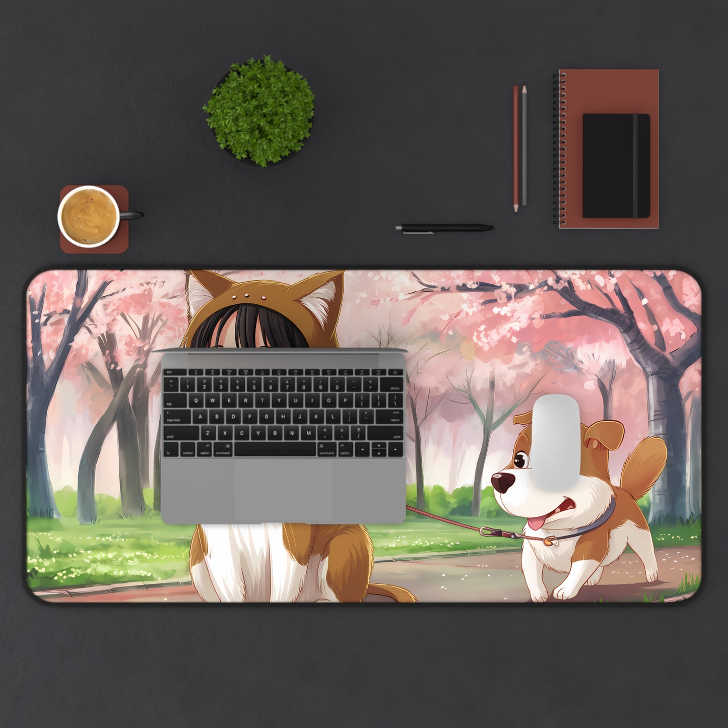 "Best Friends on a Spring Walk" - Desk Mat