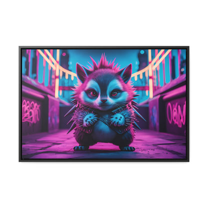 Punk Hedgehog in Neon City - Gallery Canvas Wraps, Horizontal Frame