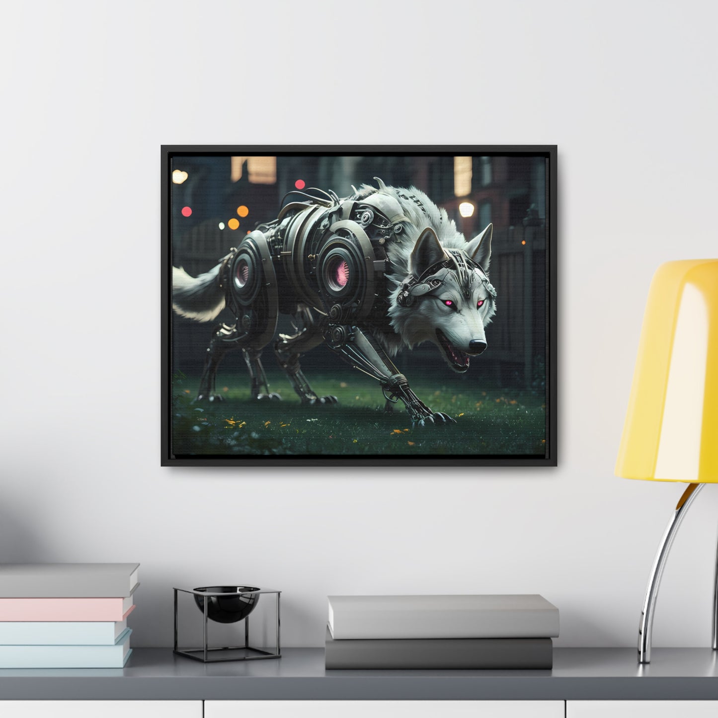 Cyber Wolf Sentinel - Gallery Canvas Wraps, Horizontal Frame