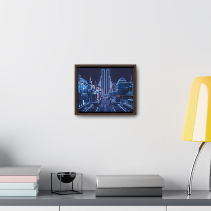 Neon Cityscape at Midnight - Gallery Canvas Wraps, Horizontal Frame