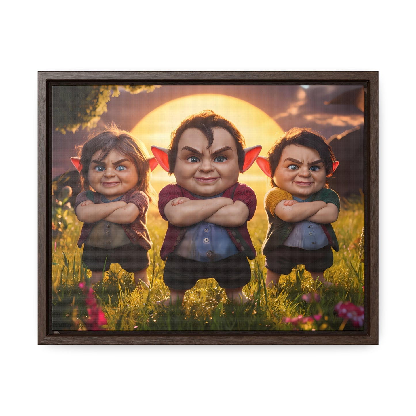 The Mischievous Trio at Sunset - Gallery Canvas Wraps, Horizontal Frame