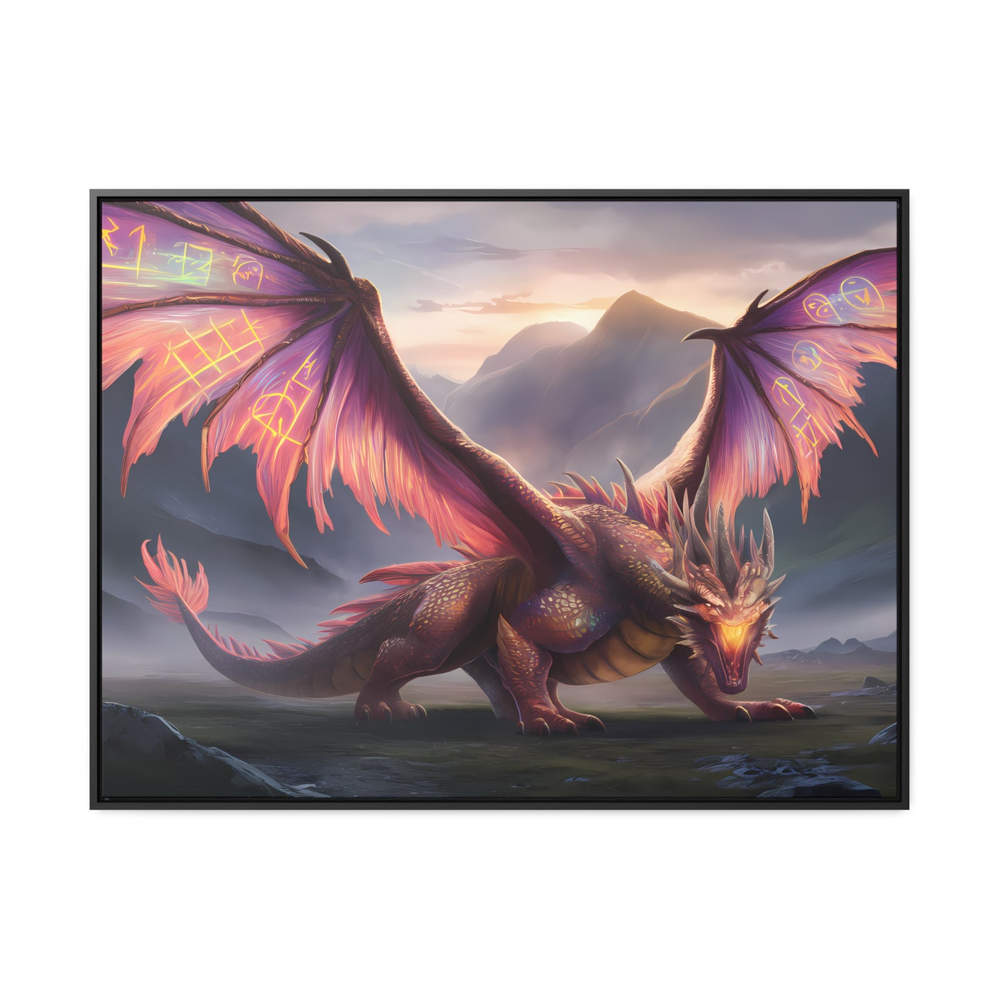 "The Arcane Guardian of the Crimson Peaks" - Gallery Canvas Wraps, Horizontal Frame