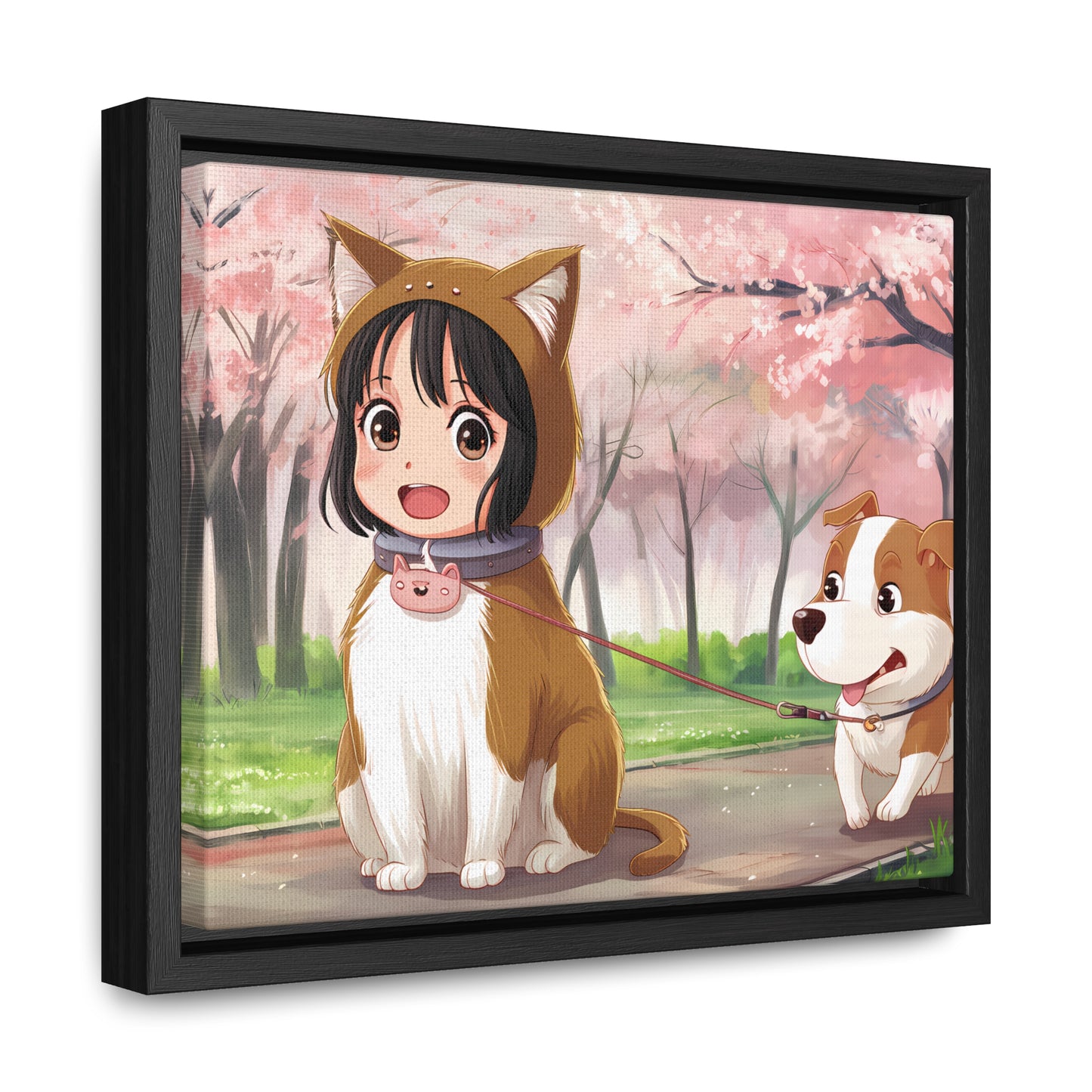 Blossom Walk with My Furry Friends - Gallery Canvas Wraps, Horizontal Frame