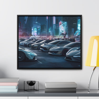 "Midnight Car Meet in Neon City" - Gallery Canvas Wraps, Horizontal Frame