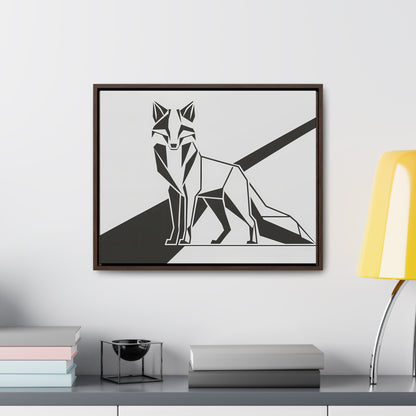 Geometric Fox in Black and White - Gallery Canvas Wraps, Horizontal Frame