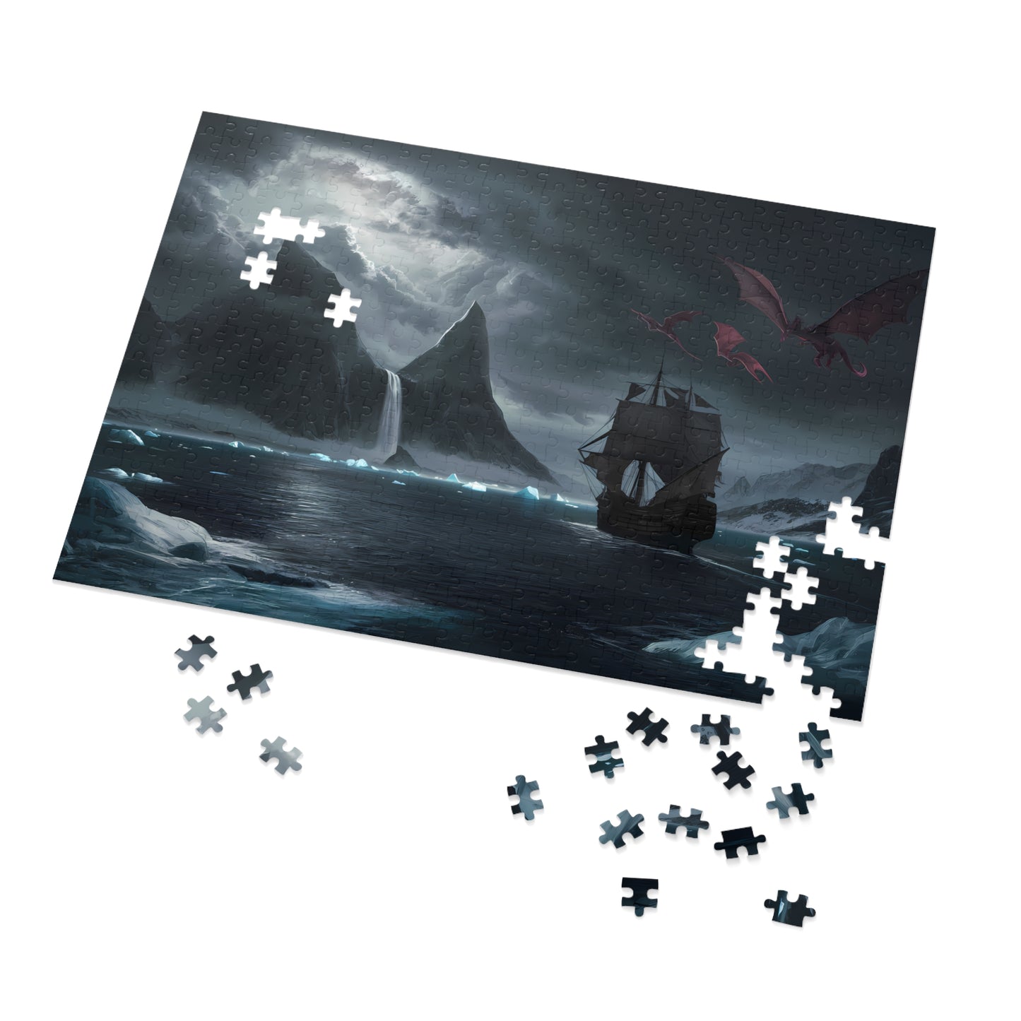 "Dragons Over the Frozen Sea" - Jigsaw Puzzle (30, 110, 252, 500,1000-Piece)