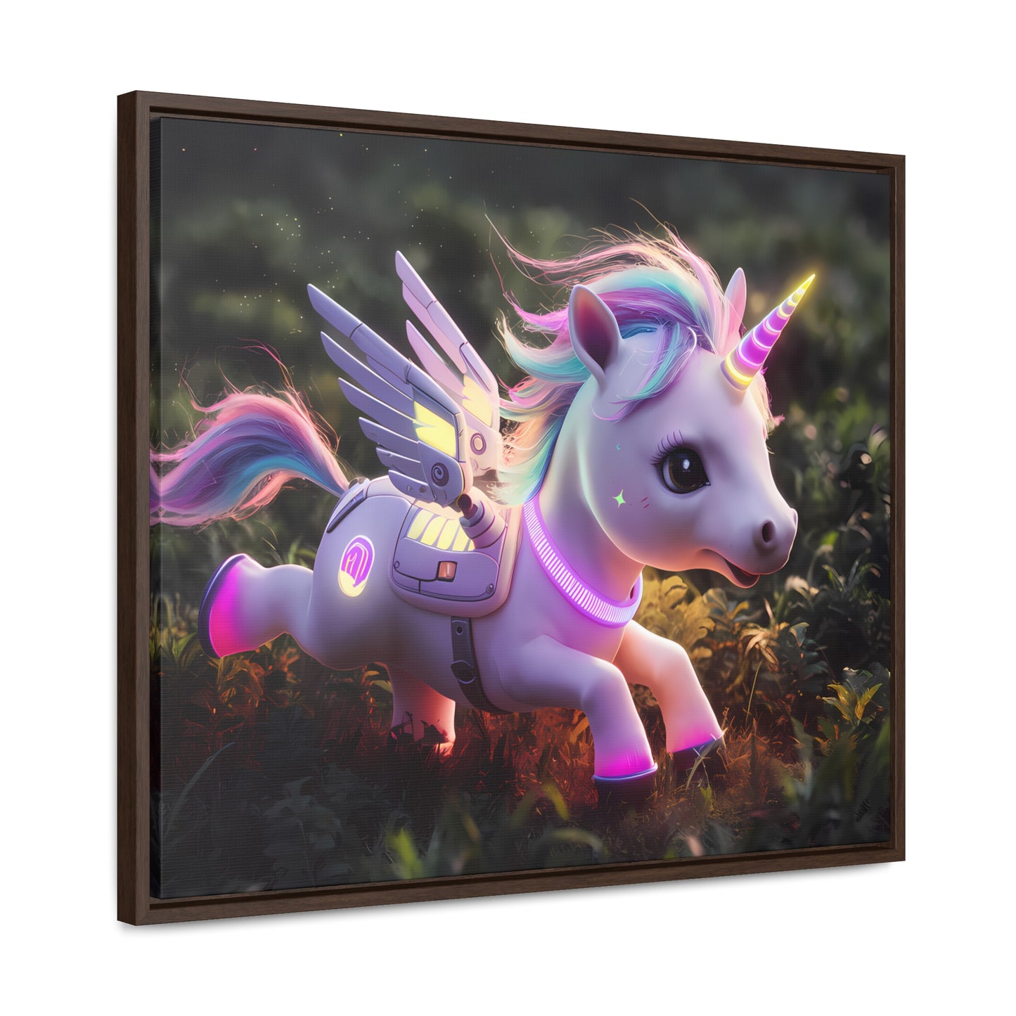 "Cybernetic Unicorn's Twilight Adventure" - Gallery Canvas Wraps, Horizontal Frame