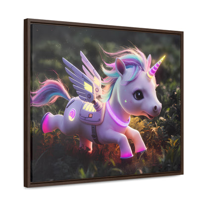 "Cybernetic Unicorn's Twilight Adventure" - Gallery Canvas Wraps, Horizontal Frame