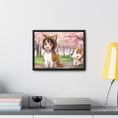 Blossom Walk with My Furry Friends - Gallery Canvas Wraps, Horizontal Frame