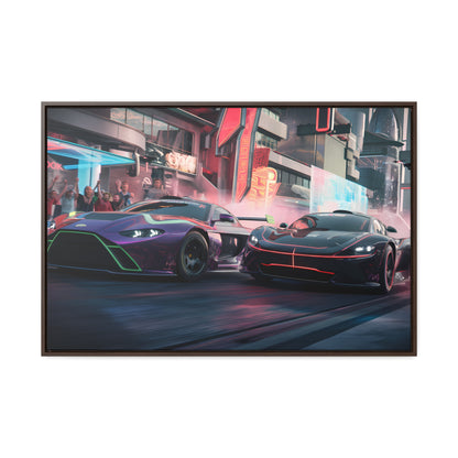 Neon Drift Showdown - Gallery Canvas Wraps, Horizontal Frame