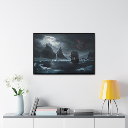 Dragons Over the Frozen Abyss - Gallery Canvas Wraps, Horizontal Frame