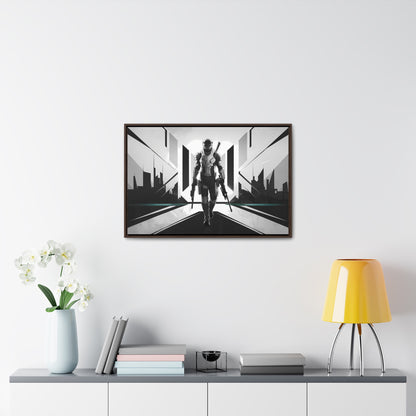 Sentinel of the Neon Metropolis - Gallery Canvas Wraps, Horizontal Frame