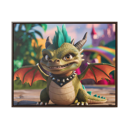 "Spike the Mischievous Baby Dragon" - Gallery Canvas Wraps, Horizontal Frame