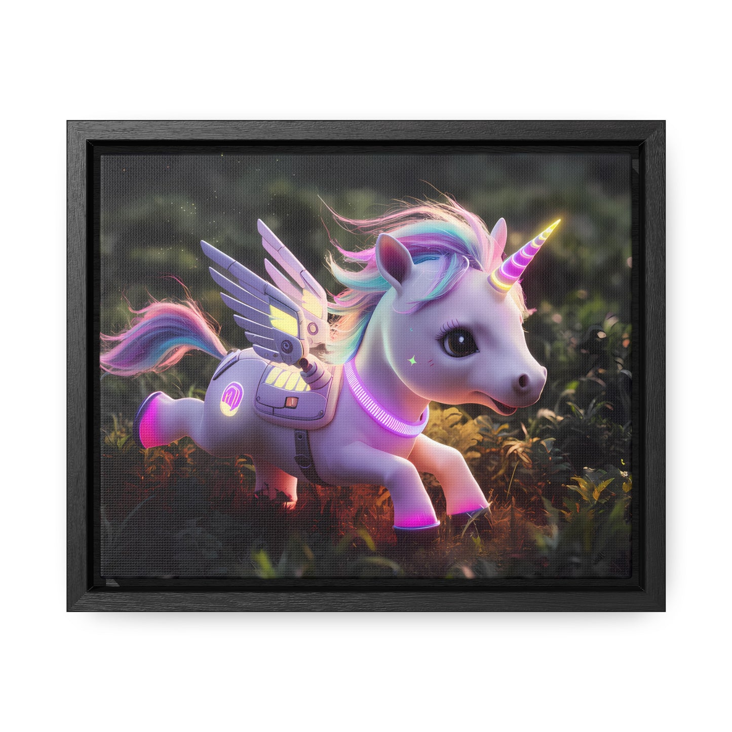 "Cybernetic Unicorn's Twilight Adventure" - Gallery Canvas Wraps, Horizontal Frame