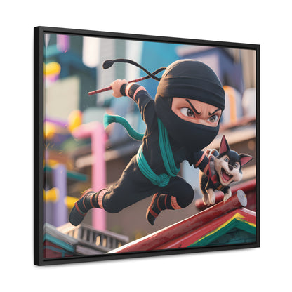 "Ninja and the Fearless Pup" - Gallery Canvas Wraps, Horizontal Frame