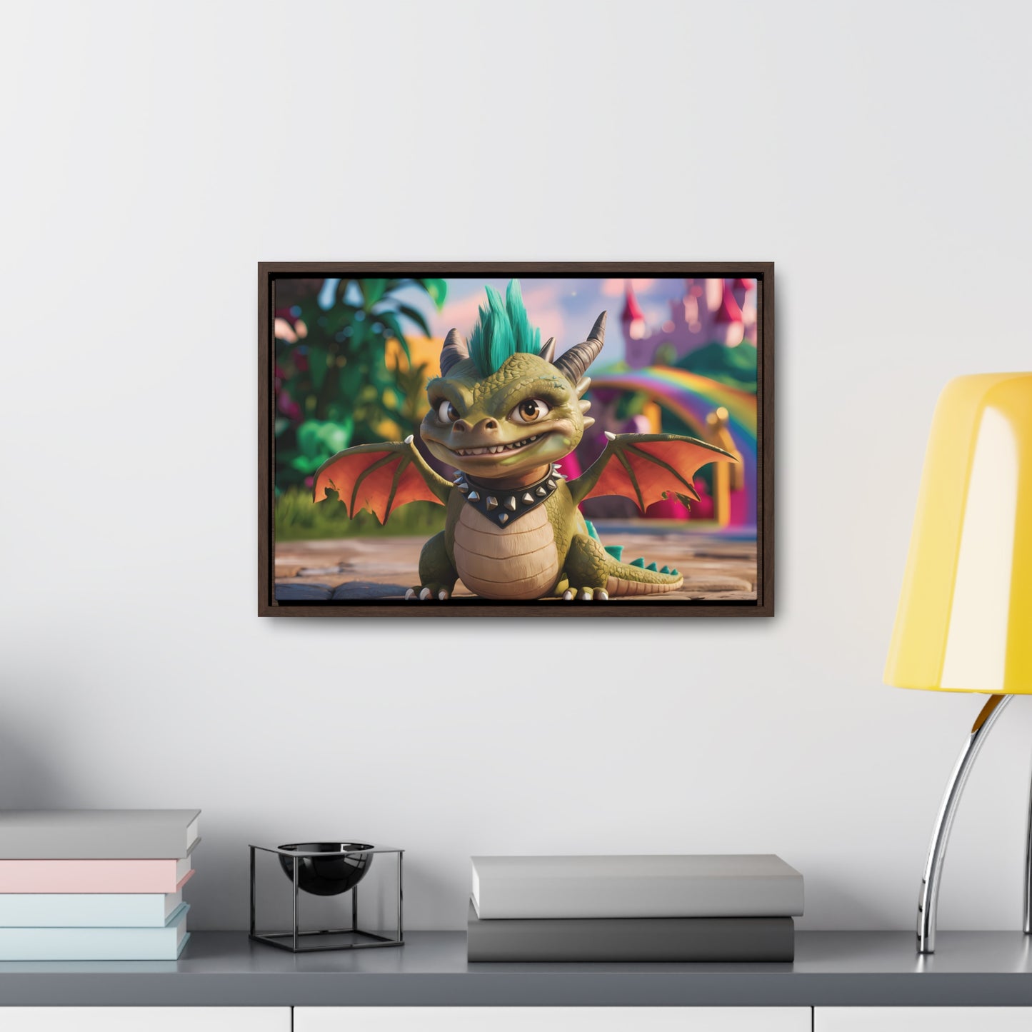 "Spike the Mischievous Baby Dragon" - Gallery Canvas Wraps, Horizontal Frame