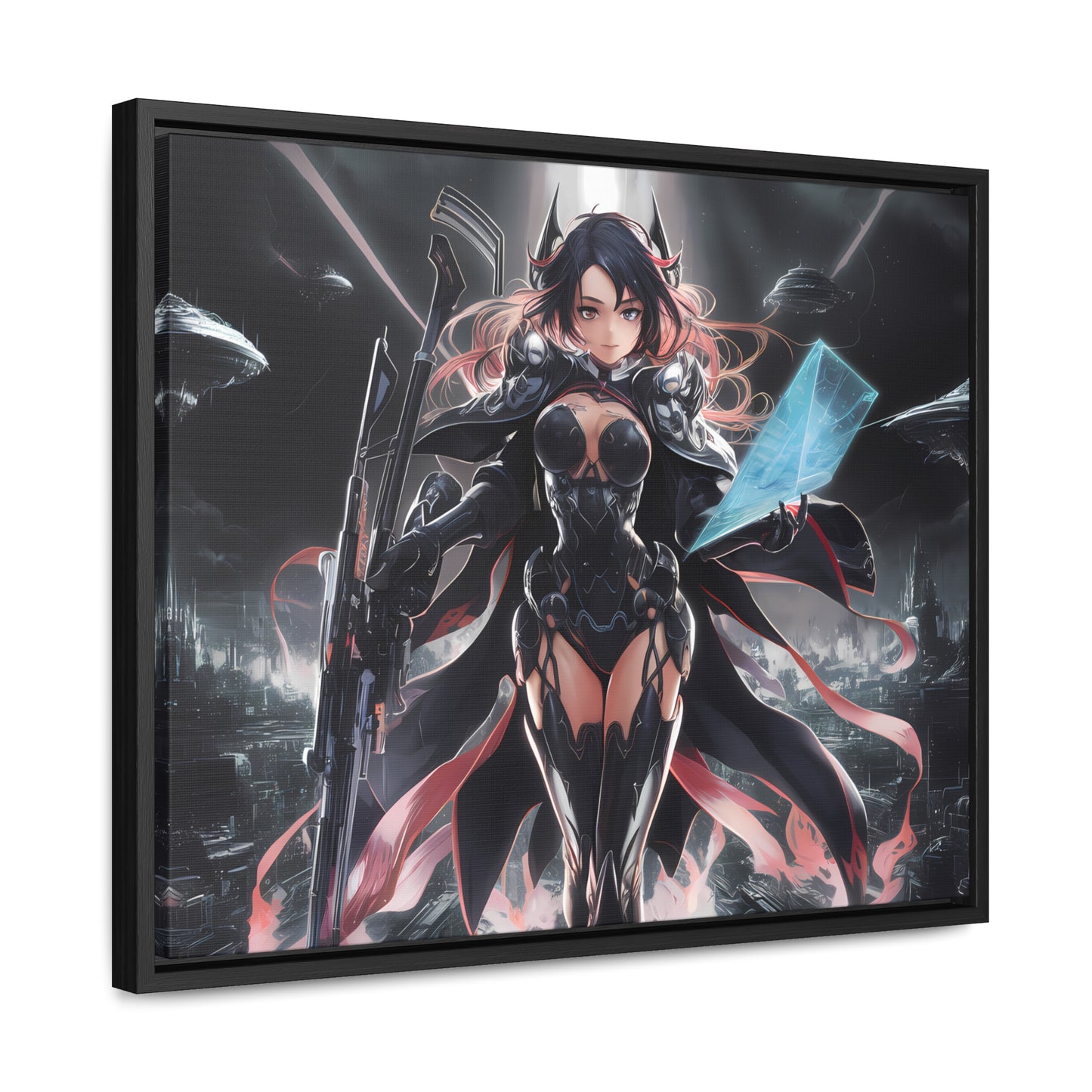 The Sentinel of Neon Skies - Gallery Canvas Wraps, Horizontal Frame