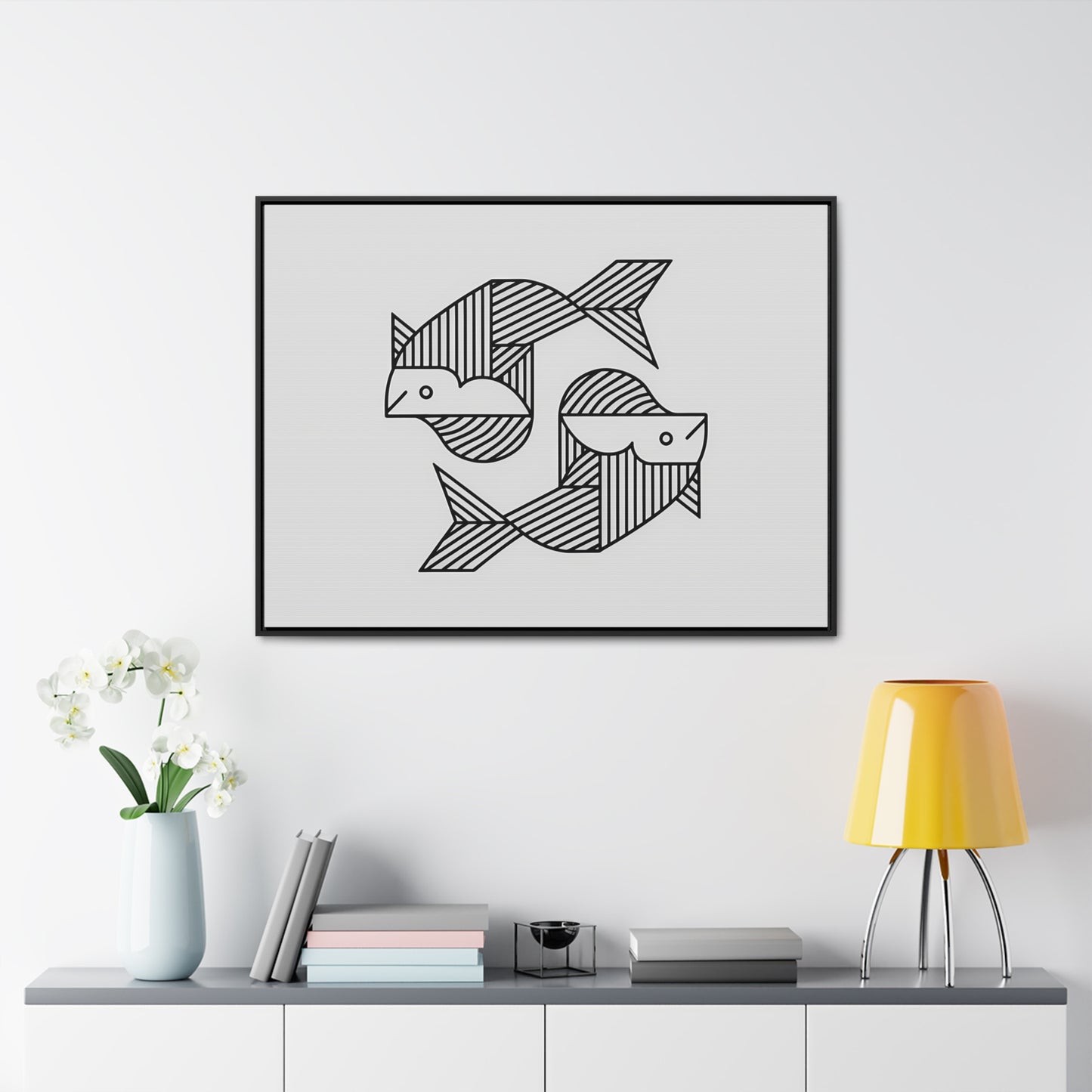 Pisces in Geometric Harmony - Gallery Canvas Wraps, Horizontal Frame