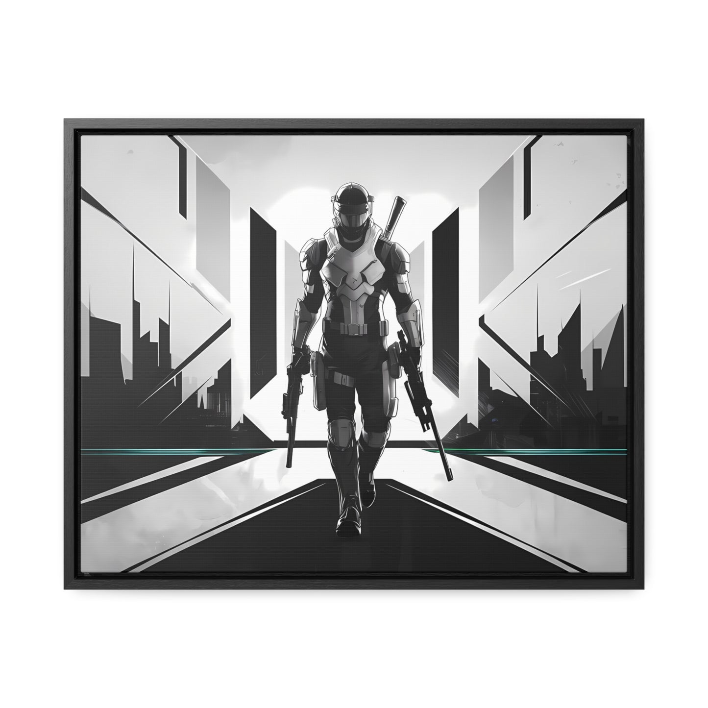 Sentinel of the Neon Metropolis - Gallery Canvas Wraps, Horizontal Frame