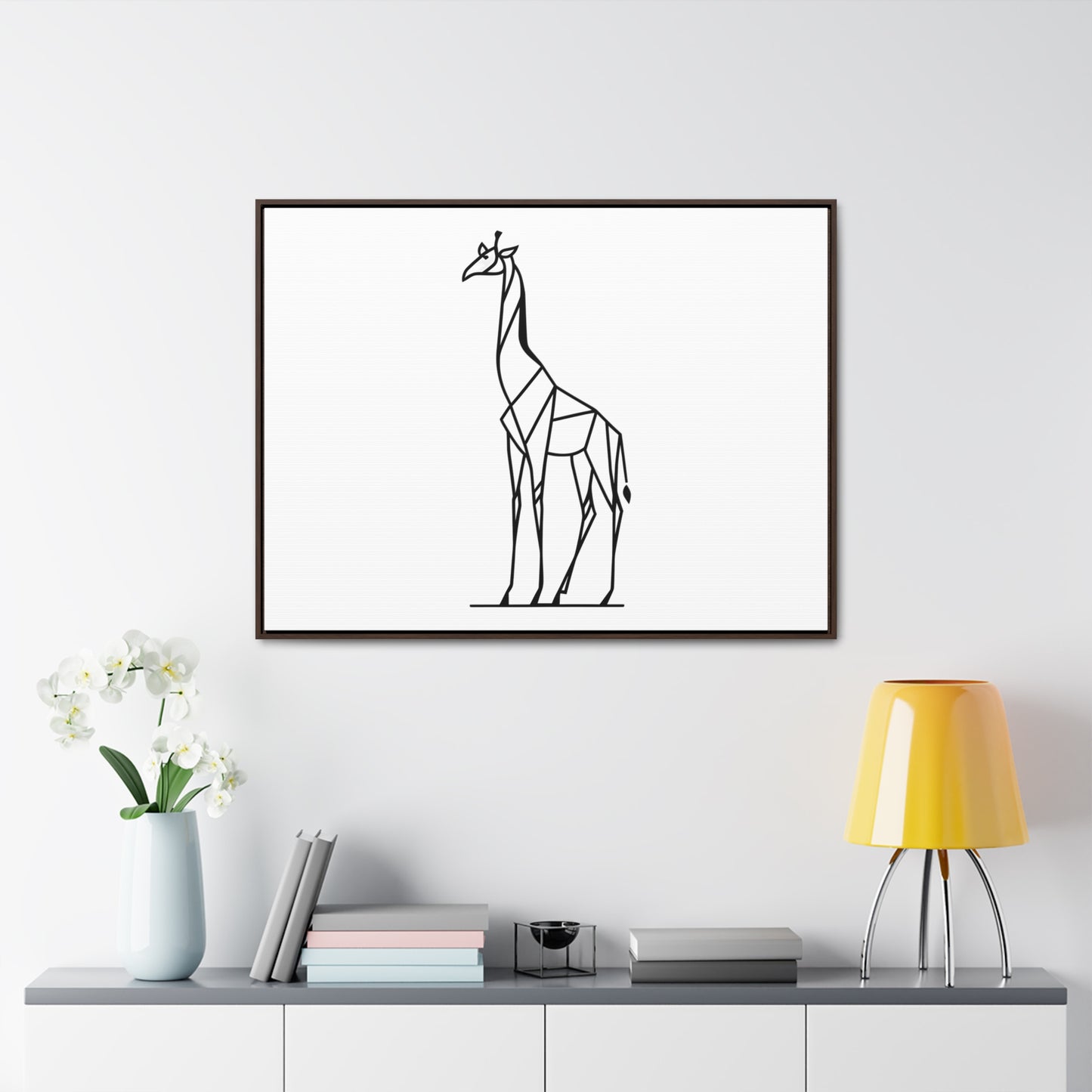 Geometric Giraffe Silhouette - Gallery Canvas Wraps, Horizontal Frame