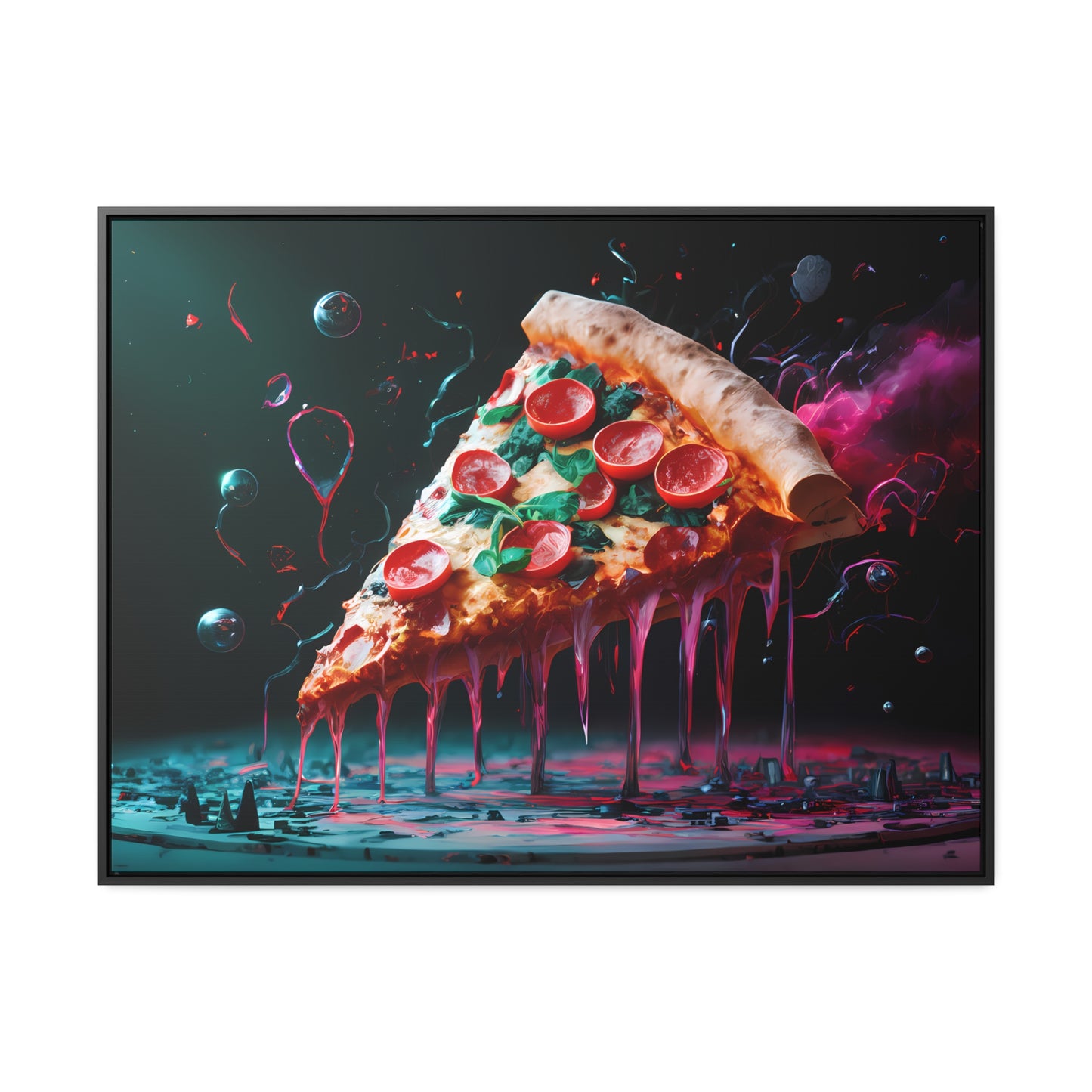 "Cosmic Slice of Pizza Bliss" - Gallery Canvas Wraps, Horizontal Frame