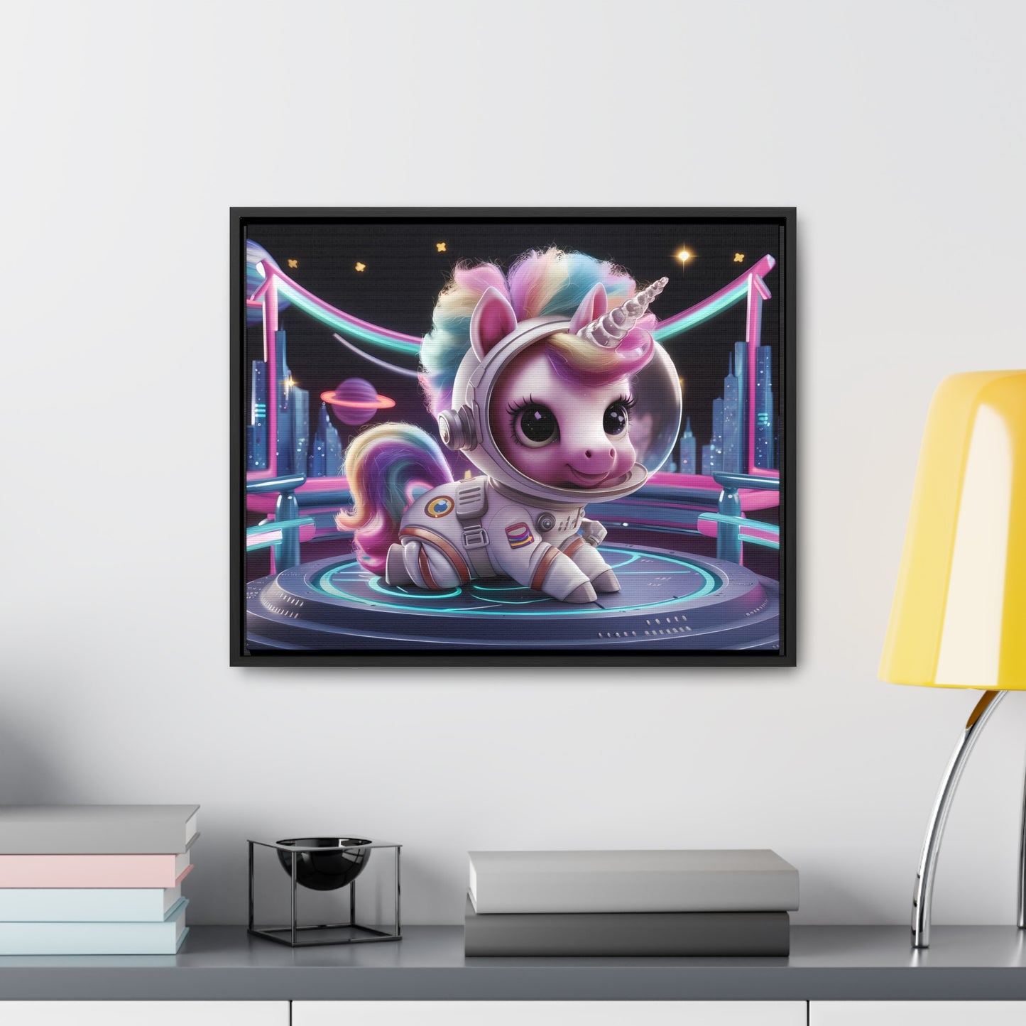 "Galactic Unicorn Explorer" - Gallery Canvas Wraps, Horizontal Frame