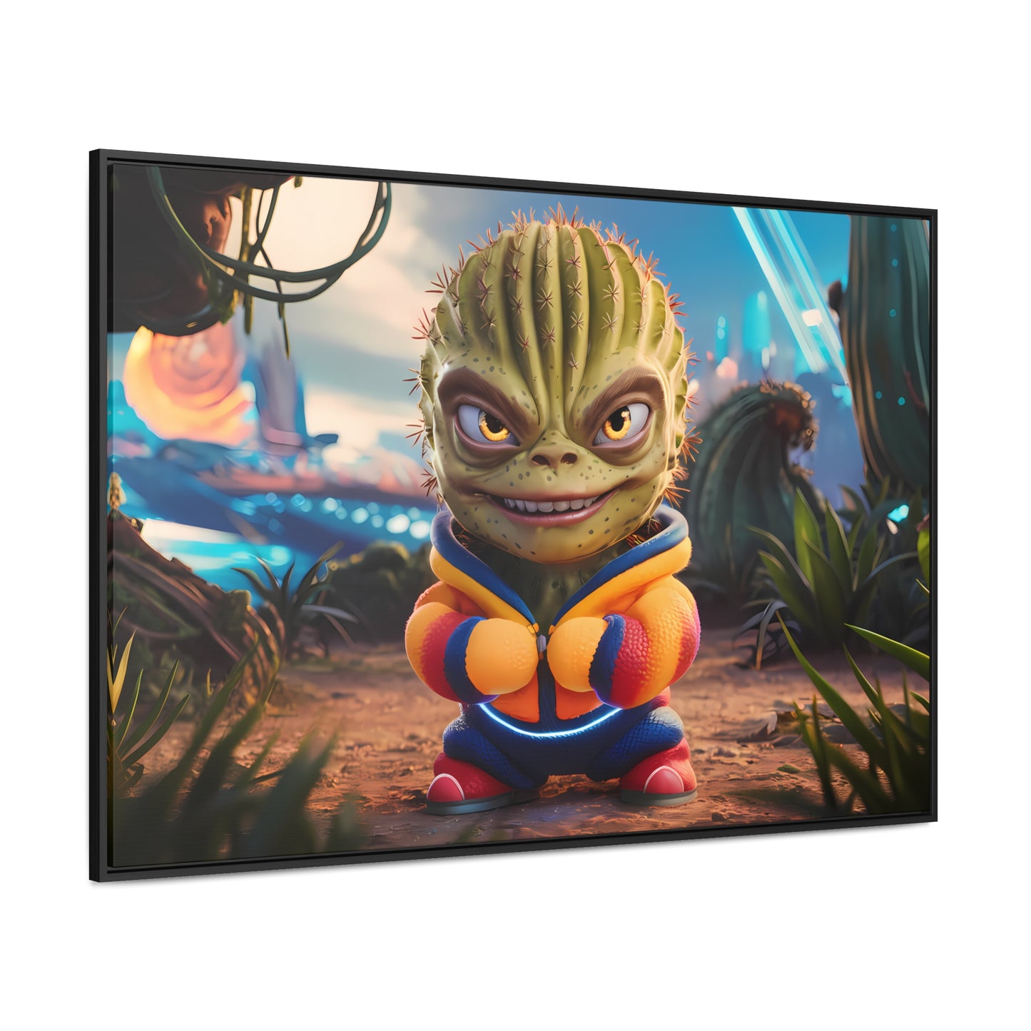 "Desert Champion: The Prickly Warrior" - Gallery Canvas Wraps, Horizontal Frame