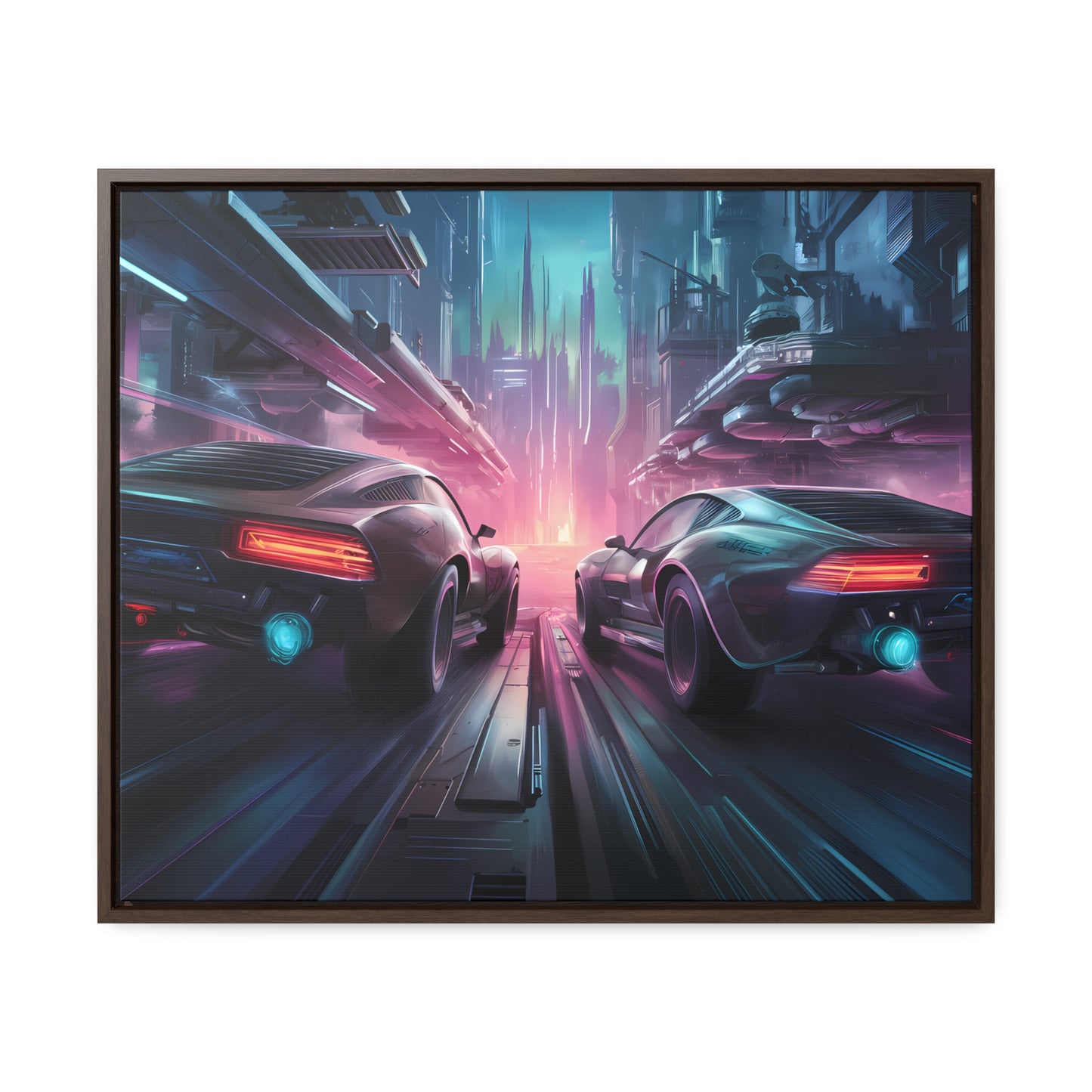 Neon Horizon: Velocity Clash - Gallery Canvas Wraps, Horizontal Frame