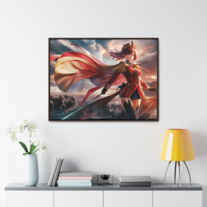 "Crimson Empress: Battle's Edge" - Gallery Canvas Wraps, Horizontal Frame