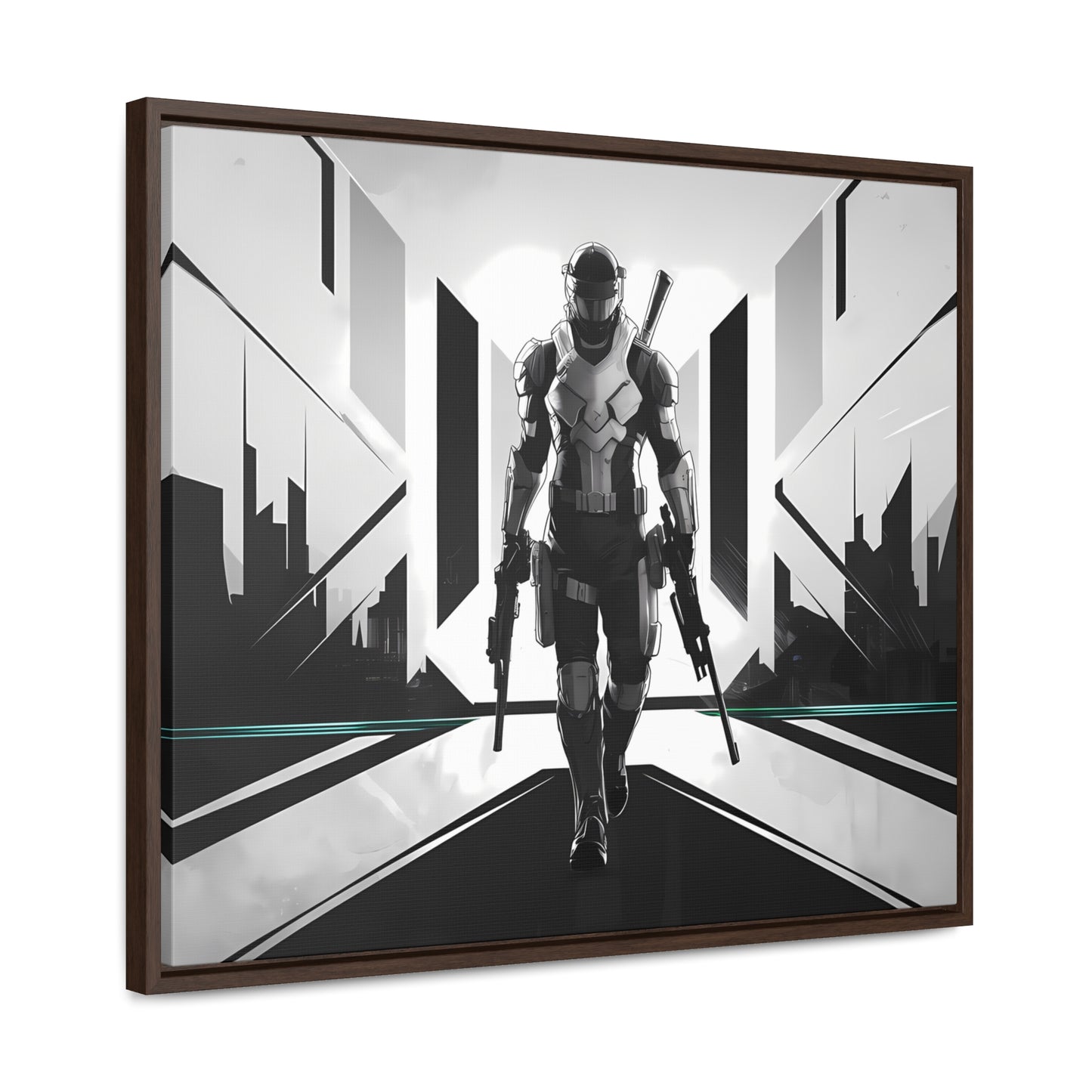 Sentinel of the Neon Metropolis - Gallery Canvas Wraps, Horizontal Frame